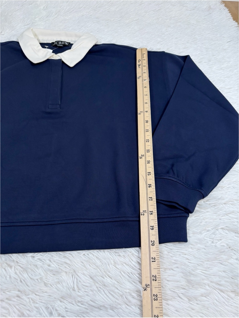 J Crew‎ NWT long sleeve Scuba-knit rugby sweatshirt oversized navy blue - Picture 6 of 12